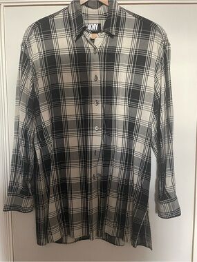 Vintage DKNY Black & White rayon 100% Shirt 90s
